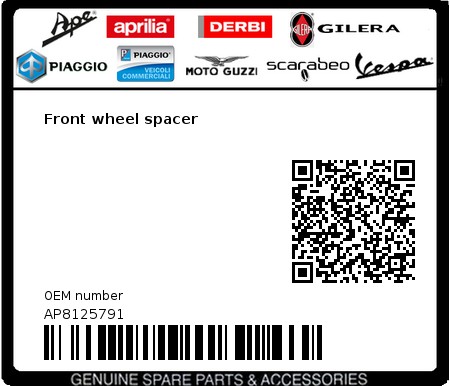 Product image: Moto Guzzi - AP8125791 - Front wheel spacer  0