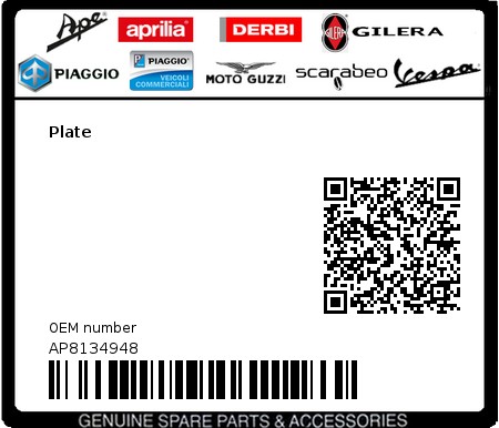 Product image: Moto Guzzi - AP8134948 - Plate  0
