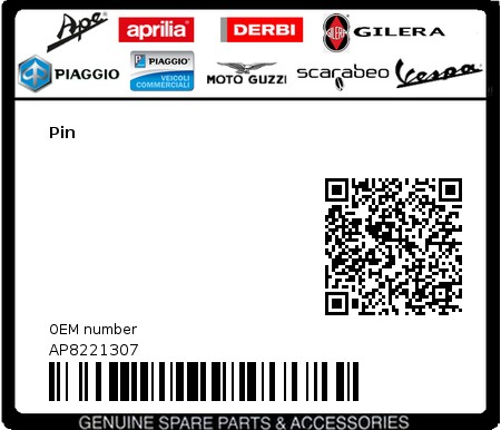 Product image: Moto Guzzi - AP8221307 - Pin  0