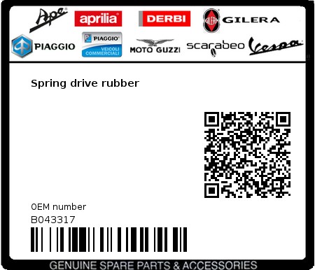 Product image: Moto Guzzi - B043317 - Spring drive rubber  0