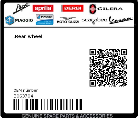 Product image: Moto Guzzi - B063704 - .Rear wheel  0