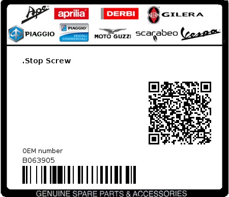 Product image: Moto Guzzi - B063905 - .Stop Screw  0