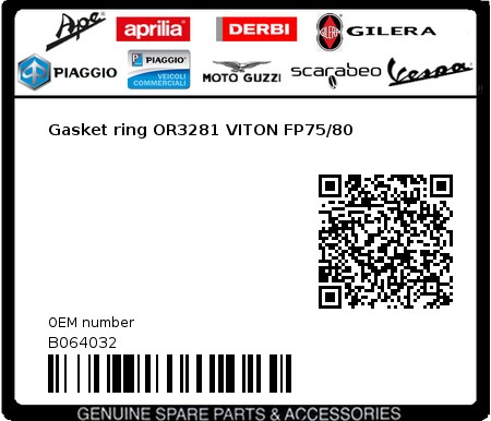 Product image: Moto Guzzi - B064032 - Gasket ring OR3281 VITON FP75/80  0