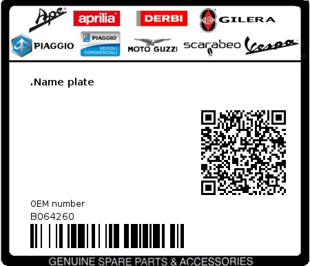 Product image: Moto Guzzi - B064260 - .Name plate  0