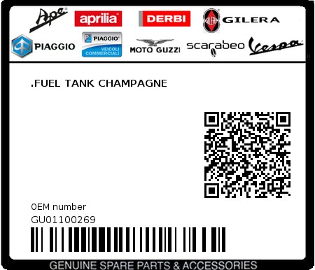 Product image: Moto Guzzi - GU01100269 - .FUEL TANK CHAMPAGNE 