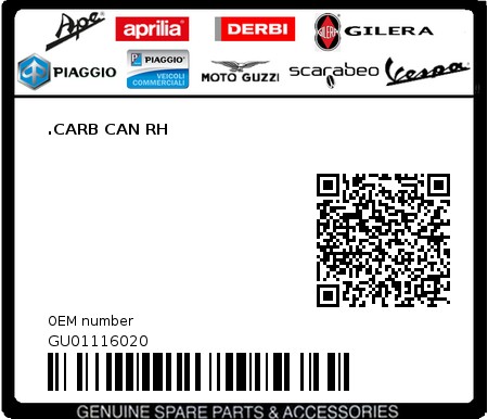 Product image: Moto Guzzi - GU01116020 - .CARB CAN RH  0