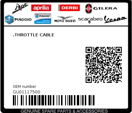 Product image: Moto Guzzi - GU01117500 - .THROTTLE CABLE  0