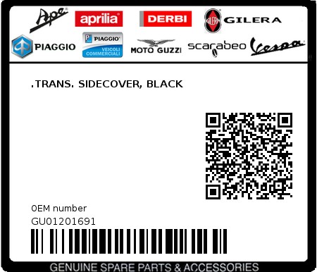 Product image: Moto Guzzi - GU01201691 - .TRANS. SIDECOVER, BLACK 