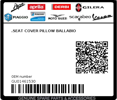 Product image: Moto Guzzi - GU01461530 - .SEAT COVER PILLOW BALLABIO 