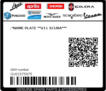 Product image: Moto Guzzi - GU01575975 - ."NAME PLATE ""V11 SCURA""" 