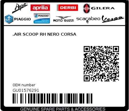 Product image: Moto Guzzi - GU01576291 - .AIR SCOOP RH NERO CORSA  0
