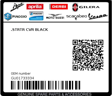 Product image: Moto Guzzi - GU01733334 - .STRTR CVR BLACK  0