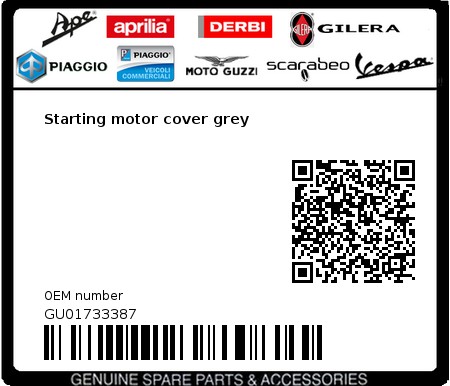 Product image: Moto Guzzi - GU01733387 - Starting motor cover grey 