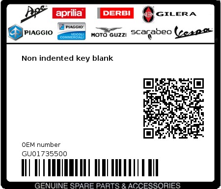 Product image: Moto Guzzi - GU01735500 - Non indented key blank  0