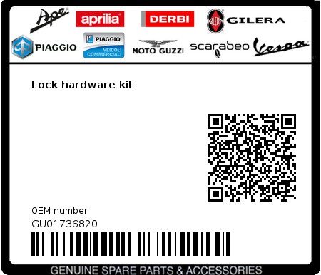 Product image: Moto Guzzi - GU01736820 - Lock hardware kit  0
