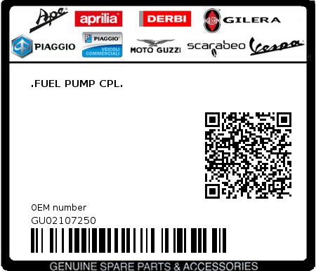 Product image: Moto Guzzi - GU02107250 - .FUEL PUMP CPL.  0