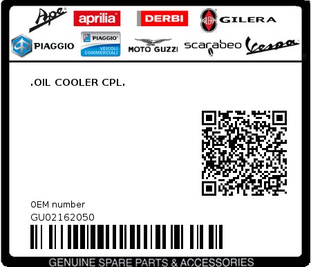 Product image: Moto Guzzi - GU02162050 - .OIL COOLER CPL.  0