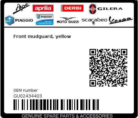 Product image: Moto Guzzi - GU02434403 - Front mudguard, yellow  0