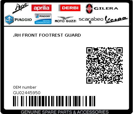 Product image: Moto Guzzi - GU02445950 - .RH FRONT FOOTREST GUARD  0