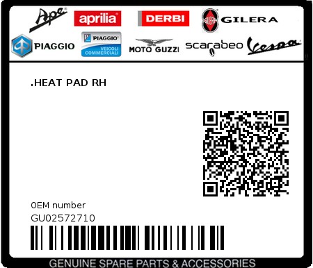 Product image: Moto Guzzi - GU02572710 - .HEAT PAD RH 