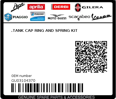 Product image: Moto Guzzi - GU03104370 - .TANK CAP RING AND SPRING KIT  0