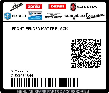 Product image: Moto Guzzi - GU03434344 - .FRONT FENDER MATTE BLACK  0