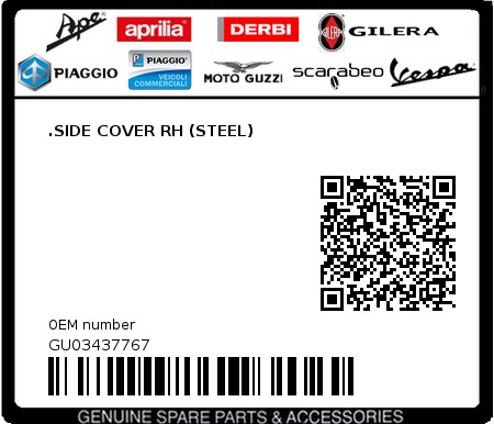 Product image: Moto Guzzi - GU03437767 - .SIDE COVER RH (STEEL)  0