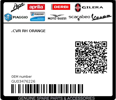 Product image: Moto Guzzi - GU03476226 - .CVR RH ORANGE 