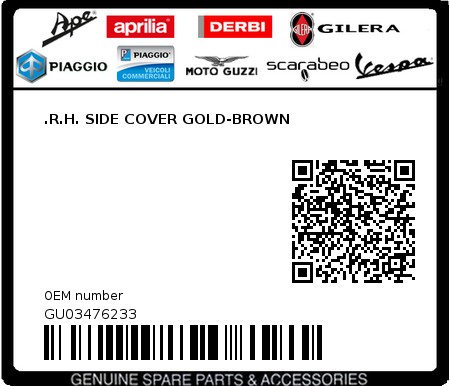 Product image: Moto Guzzi - GU03476233 - .R.H. SIDE COVER GOLD-BROWN  0