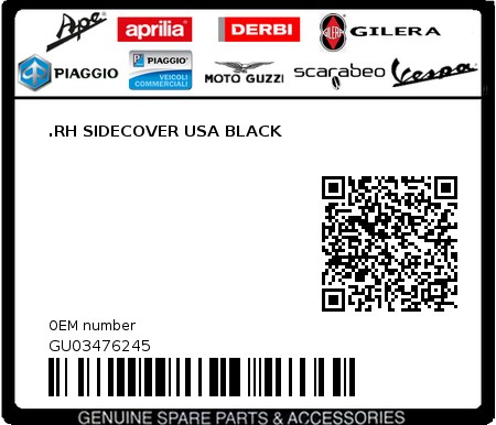 Product image: Moto Guzzi - GU03476245 - .RH SIDECOVER USA BLACK  0