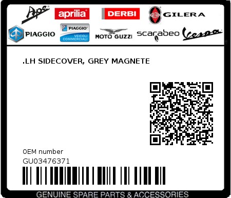 Product image: Moto Guzzi - GU03476371 - .LH SIDECOVER, GREY MAGNETE  0