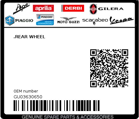 Product image: Moto Guzzi - GU03630650 - .REAR WHEEL  0