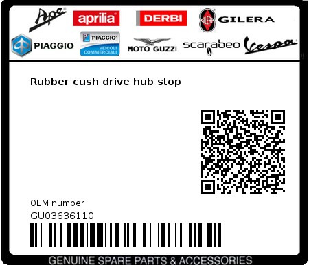 Product image: Moto Guzzi - GU03636110 - Rubber cush drive hub stop  0