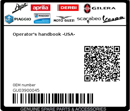 Product image: Moto Guzzi - GU03900045 - Operator's handbook -USA- 