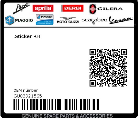 Product image: Moto Guzzi - GU03921565 - .Sticker RH  0