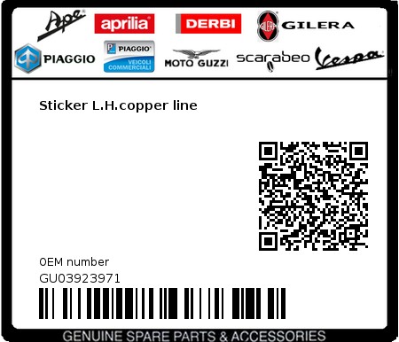 Product image: Moto Guzzi - GU03923971 - Sticker L.H.copper line  0