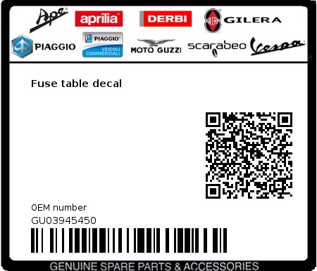 Product image: Moto Guzzi - GU03945450 - Fuse table decal  0