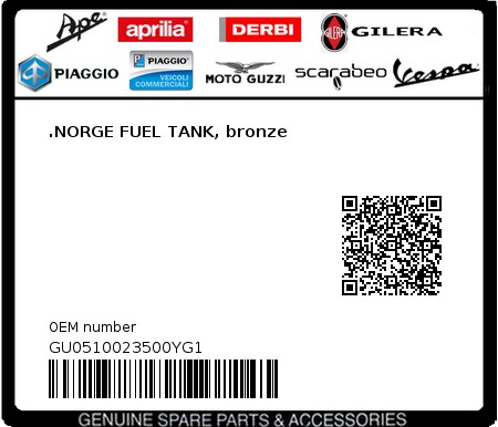 Product image: Moto Guzzi - GU0510023500YG1 - .NORGE FUEL TANK, bronze 