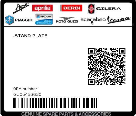 Product image: Moto Guzzi - GU05433630 - .STAND PLATE  0