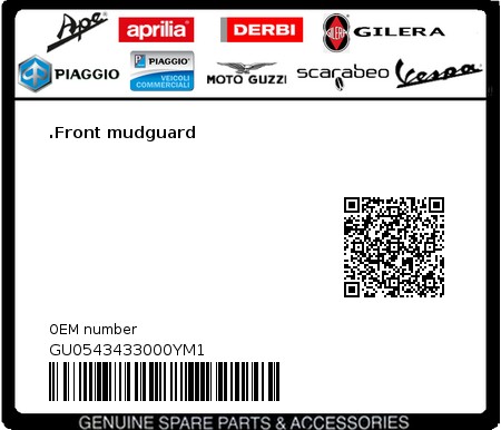Product image: Moto Guzzi - GU0543433000YM1 - .Front mudguard  0