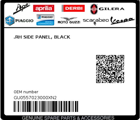 Product image: Moto Guzzi - GU0557023000XN2 - .RH SIDE PANEL, BLACK  0