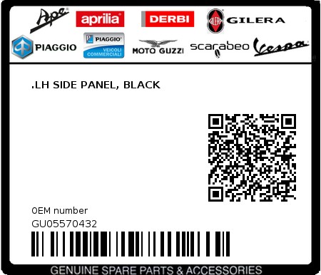 Product image: Moto Guzzi - GU05570432 - .LH SIDE PANEL, BLACK  0