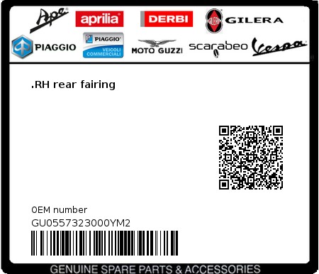 Product image: Moto Guzzi - GU0557323000YM2 - .RH rear fairing  0