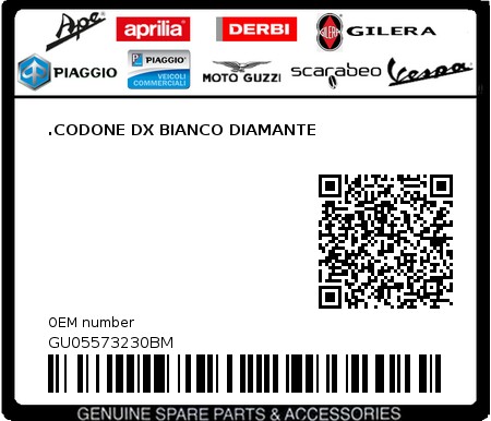 Product image: Moto Guzzi - GU05573230BM - .CODONE DX BIANCO DIAMANTE 