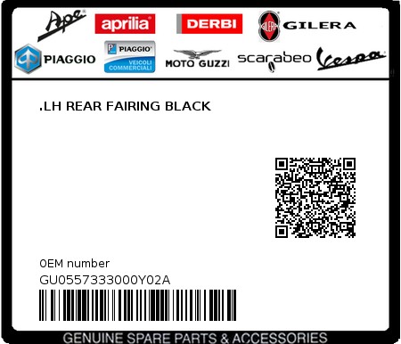 Product image: Moto Guzzi - GU0557333000Y02A - .LH REAR FAIRING BLACK  0