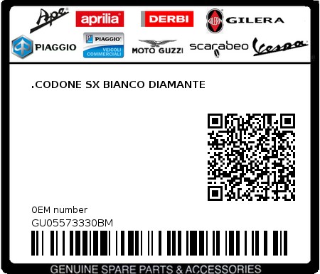 Product image: Moto Guzzi - GU05573330BM - .CODONE SX BIANCO DIAMANTE 