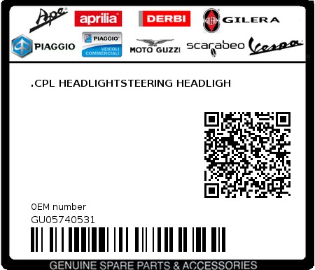 Product image: Moto Guzzi - GU05740531 - .CPL HEADLIGHTSTEERING HEADLIGH  0