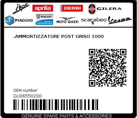 Product image: Moto Guzzi - GU06550200 - .AMMORTIZZATORE POST GRISO 1000 