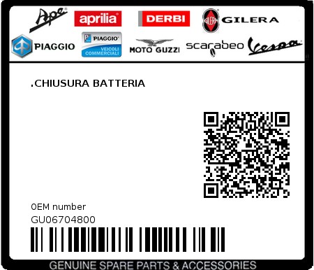 Product image: Moto Guzzi - GU06704800 - .CHIUSURA BATTERIA 