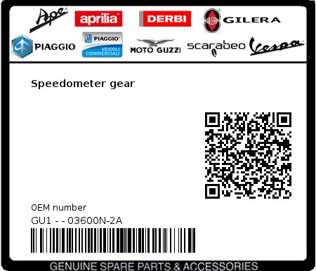 Product image: Moto Guzzi - GU1 - - 03600N-2A - Speedometer gear  0